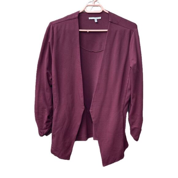 Lemon Tart size L ponte’ knit rushed sleeves cardigan. - Picture 1 of 6